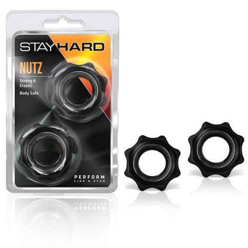 Stay Hard Nutz Anillo para Pene 2-Pack Negro - Mejora Tu Rendimiento