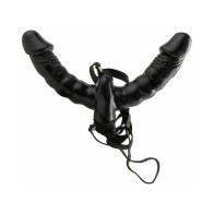 Strap-On Vibrante Double Delight con Dildo Doble de 6 in Negro de Fetish Fantasy Series