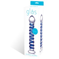 Dildo de Vidrio en Espiral Azul