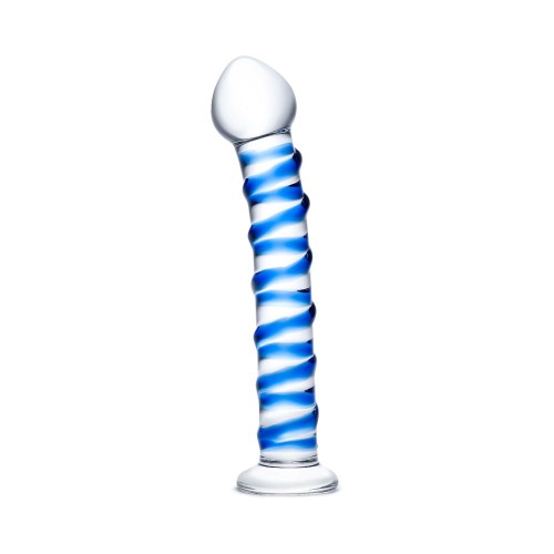 Dildo de Vidrio en Espiral Azul