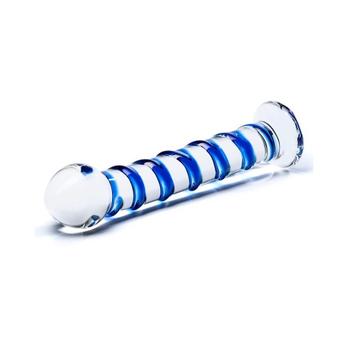 Dildo de Vidrio en Espiral Azul