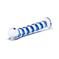 Dildo de Vidrio en Espiral Azul