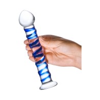 Dildo de Vidrio en Espiral Azul