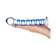 Dildo de Vidrio en Espiral Azul