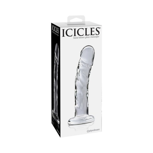 Dildo de Vidrio Curvado Realista Pipedream Icicles No. 62 Transparente - Herramienta de Placer de Alta Gama