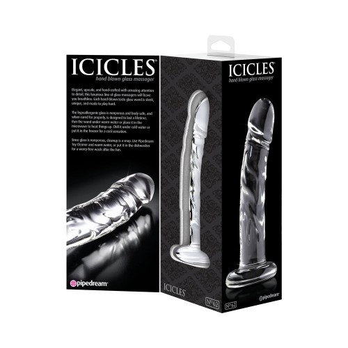 Dildo de Vidrio Curvado Realista Pipedream Icicles No. 62 Transparente - Herramienta de Placer de Alta Gama