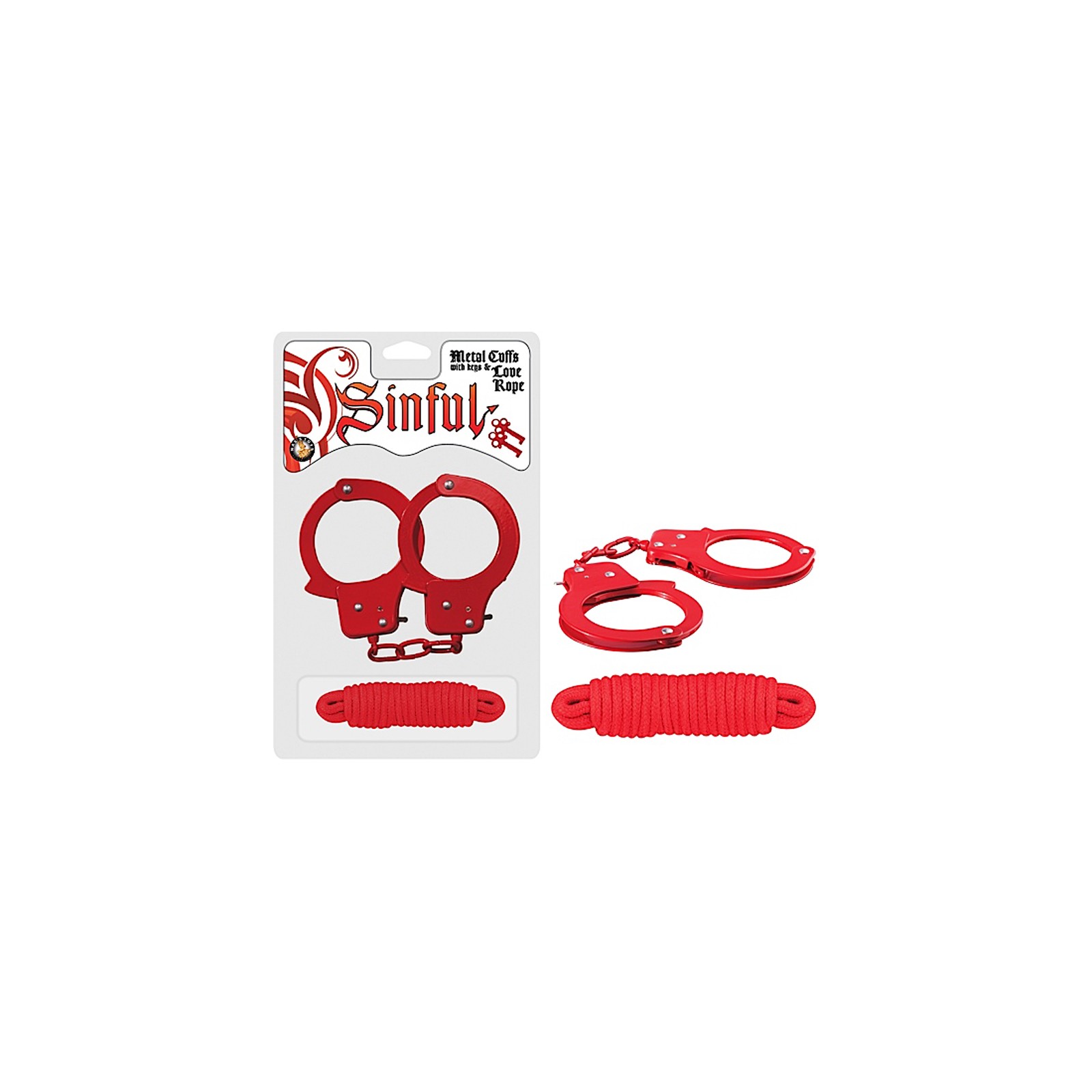 Sinful Metal Cuffs with Keys Red