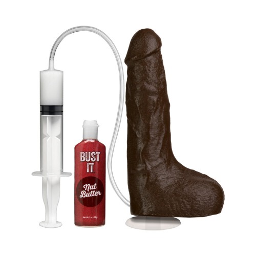 Bust It Squirting Realistic Cock Black w/1oz Nut Butter