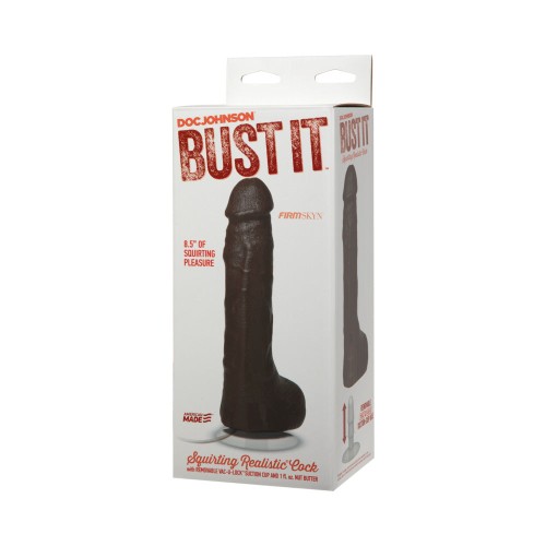 Bust It Squirting Realistic Cock Black w/1oz Nut Butter