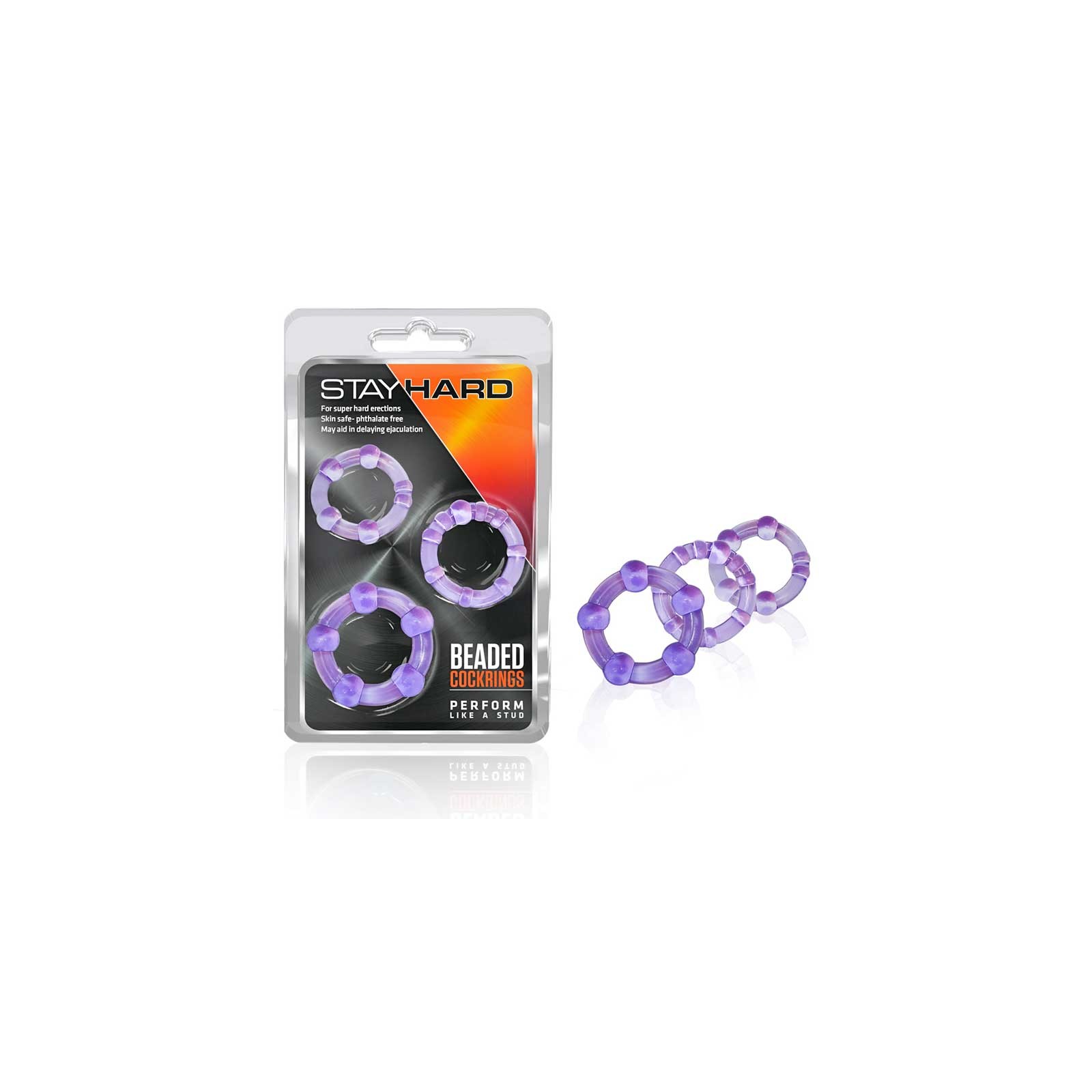 Stay Hard Beaded Cockrings - 3-Piece Set Purple