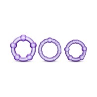 Stay Hard Beaded Cockrings - 3-Piece Set Purple