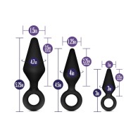 Luxe Night Rimmer 3-Piece Anal Plug Kit - Black