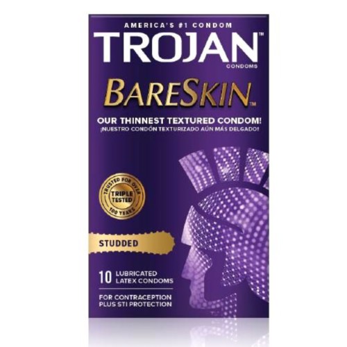 Trojan Studded Bareskin Condoms Box of 10