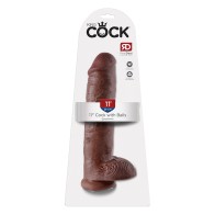 Dildo Realista Pipedream King Cock de 11 Pulgadas con Testículos y Ventosa Marrón