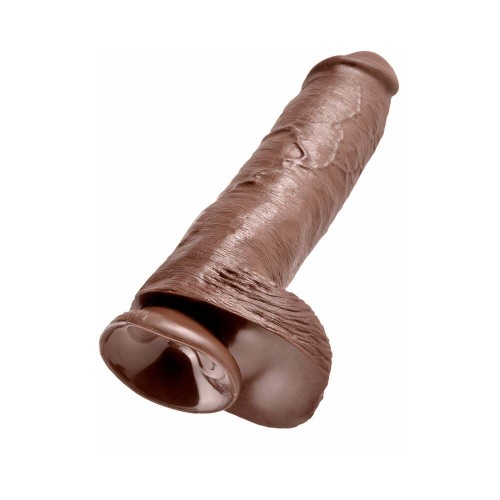 Pipedream King Cock 11 in. Cock With Balls Realistic Suction Cup Dildo Brown