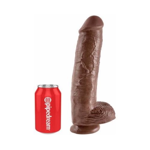 Pipedream King Cock 11 in. Cock With Balls Realistic Suction Cup Dildo Brown