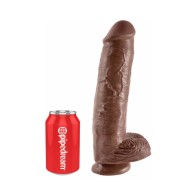 Pipedream King Cock 11 in. Cock With Balls Realistic Suction Cup Dildo Brown