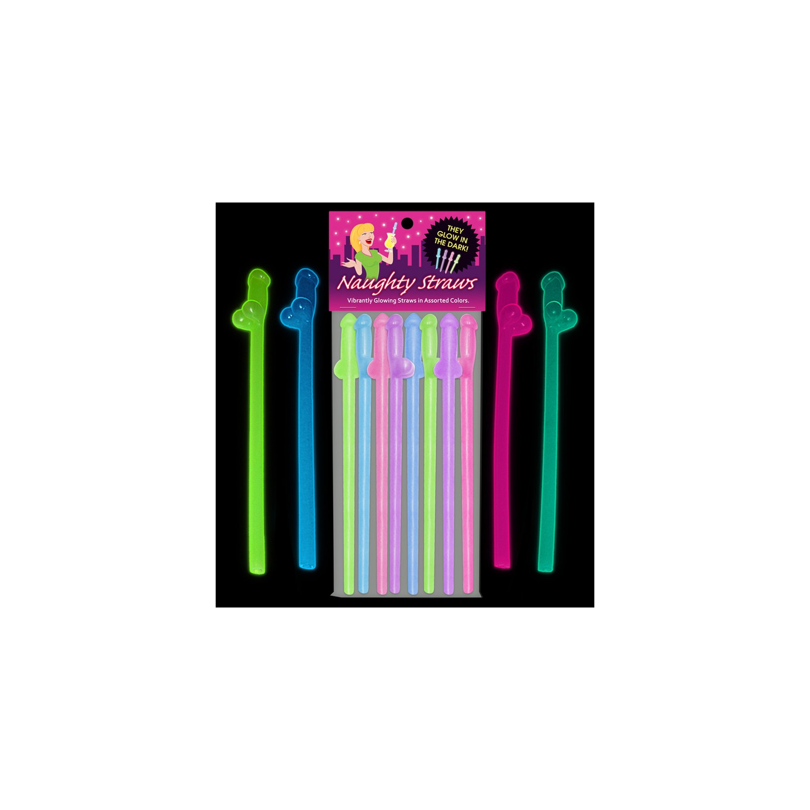 Glow-in-the-Dark Naughty Straws - Fun Party Accessory