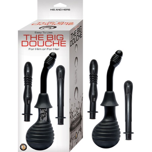 The Big Douche for Anal & Vaginal Use with Attachments Black