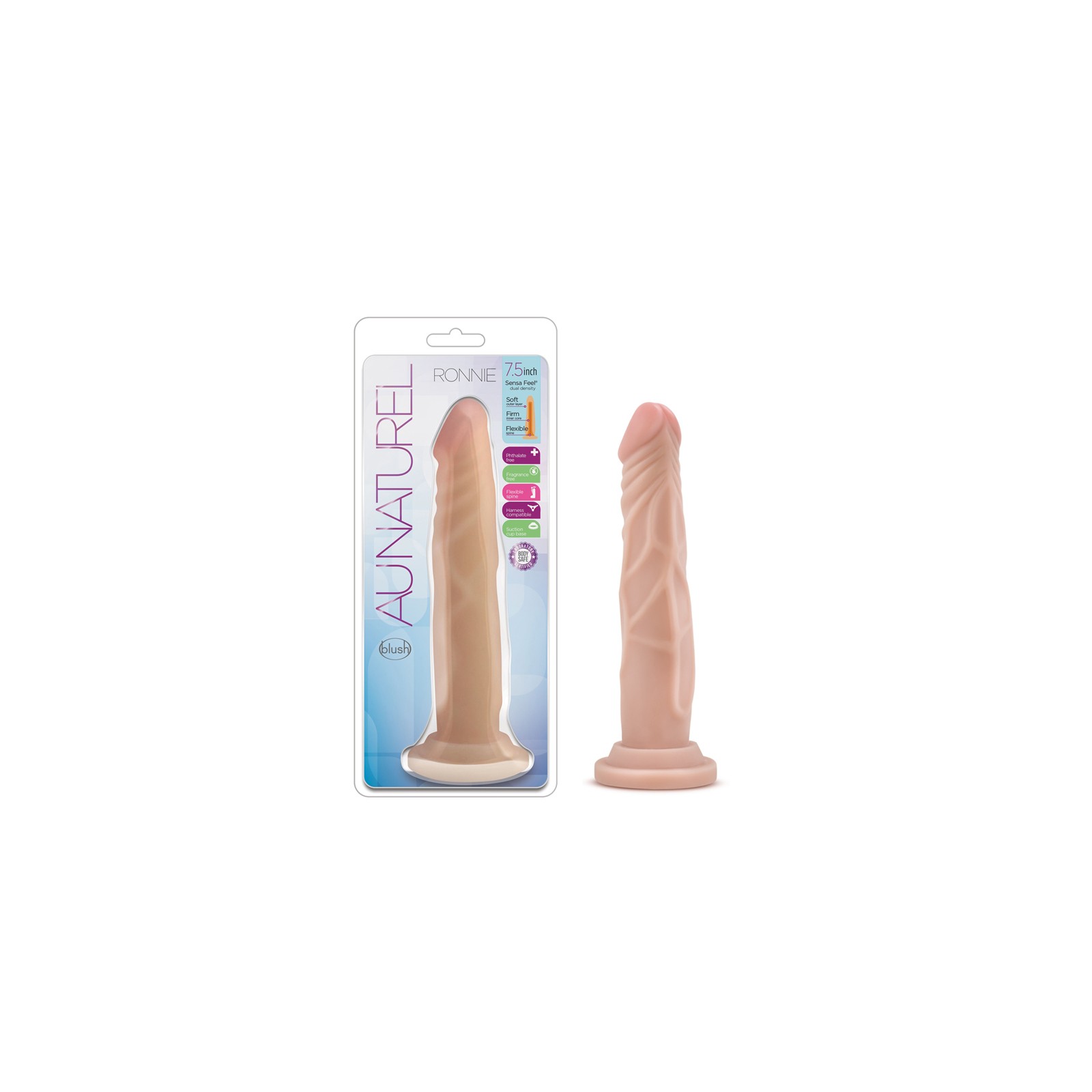 Au Naturel Ronnie Dildo Posable de 7.5 Pulgadas Densidad Dual