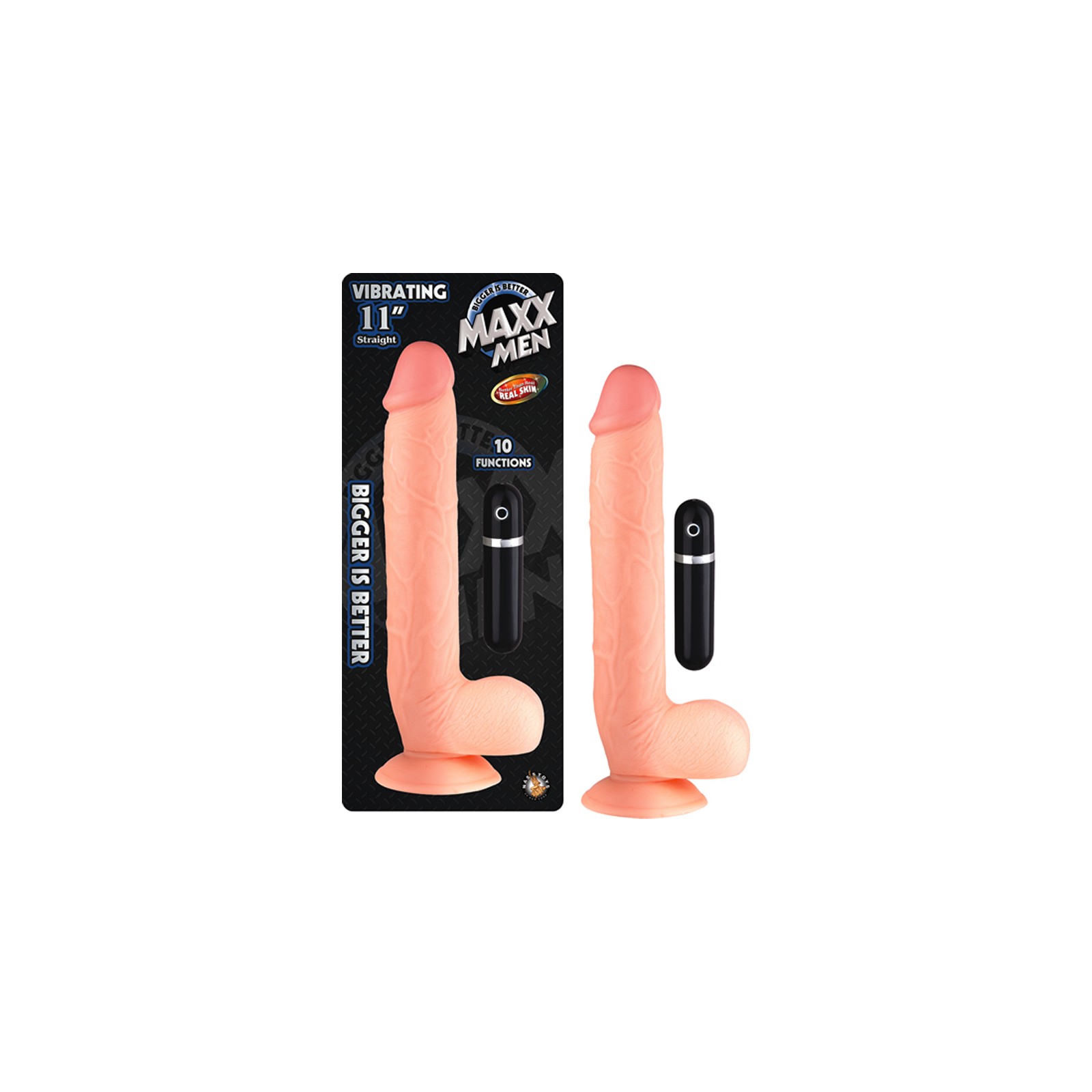 Dong Vibrador de Piel Real Maxx Men 11"