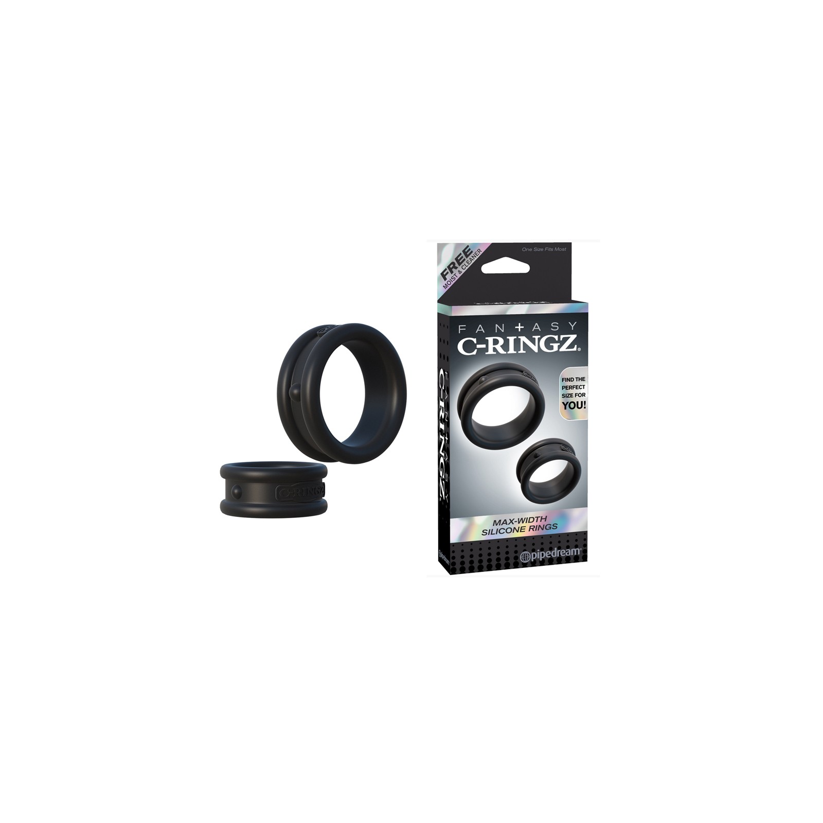 Pipedream Fantasy C-Ringz Silicone Rings 2-Piece Set Black