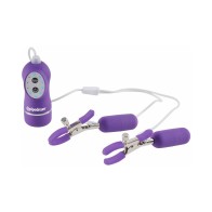 Pipedream Fetish Fantasy 10 Function Vibrating Nipple Clamps Purple