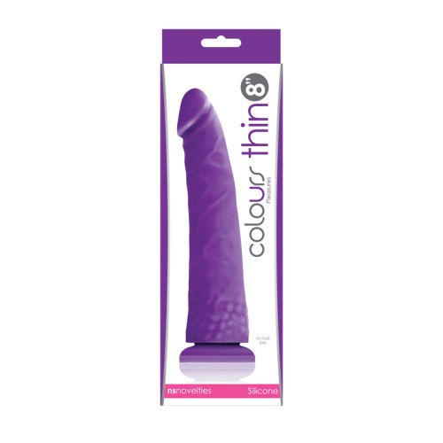 Dildo Delgado Colours Pleasures 8 in. Púrpura para Máxima Satisfacción