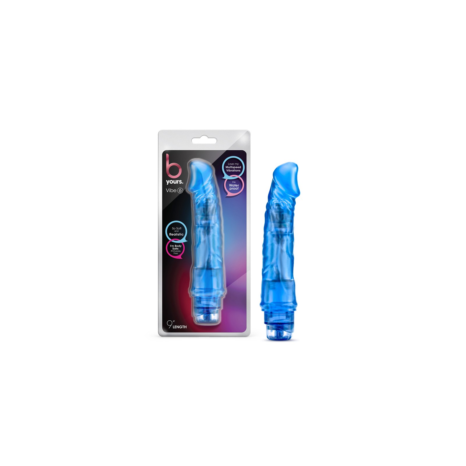 B Yours Vibe 6 Vibrating Dildo Blue