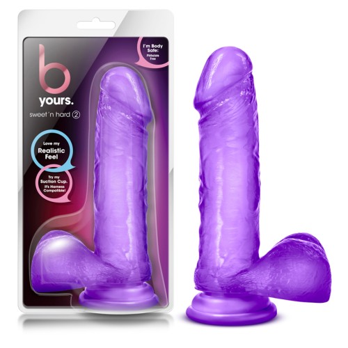 Dildo Realista de 7.75 in. B Yours Sweet 'n Hard con Testículos Púrpura