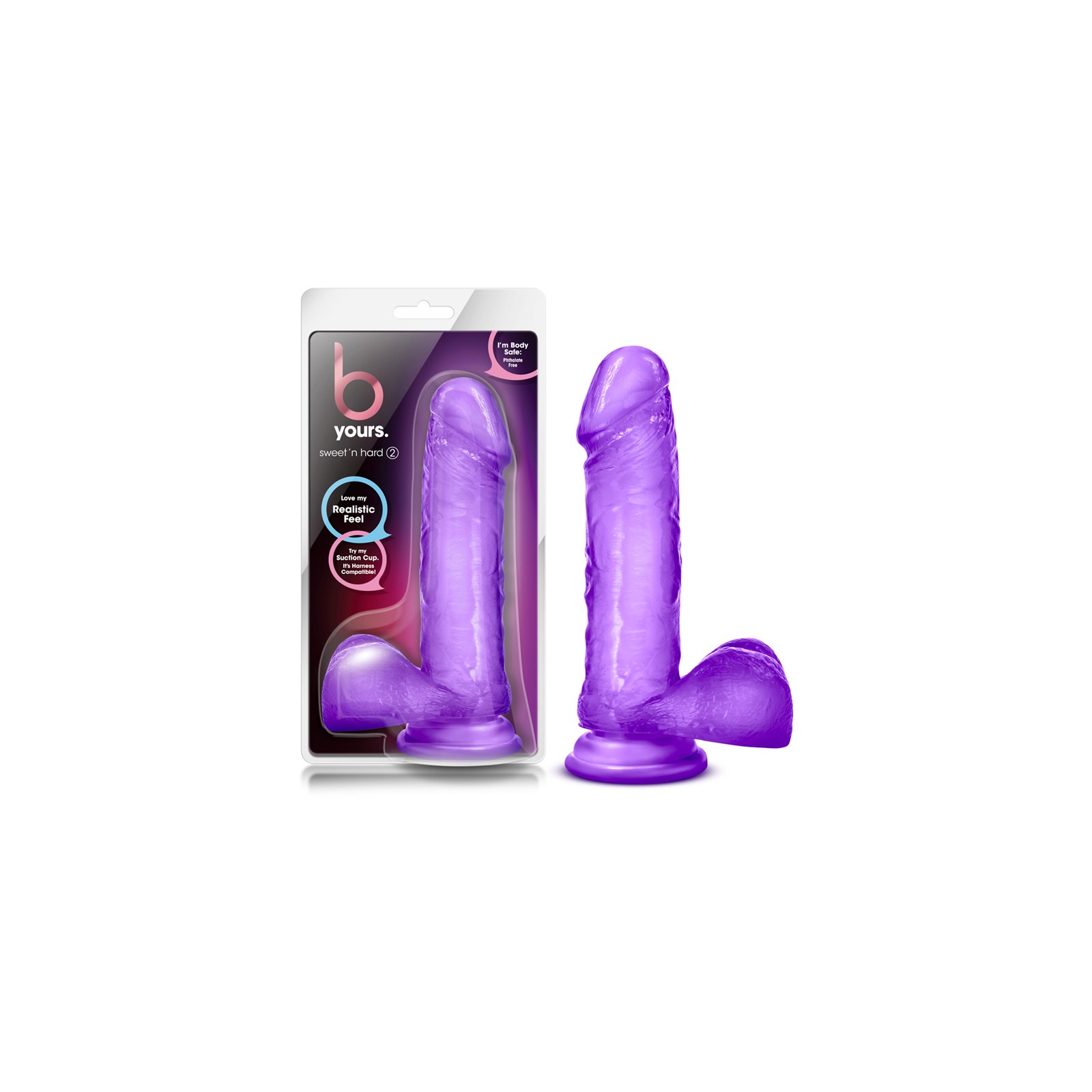 B Yours Sweet 'n Hard 7.75 in. Realistic Dildo with Balls Purple