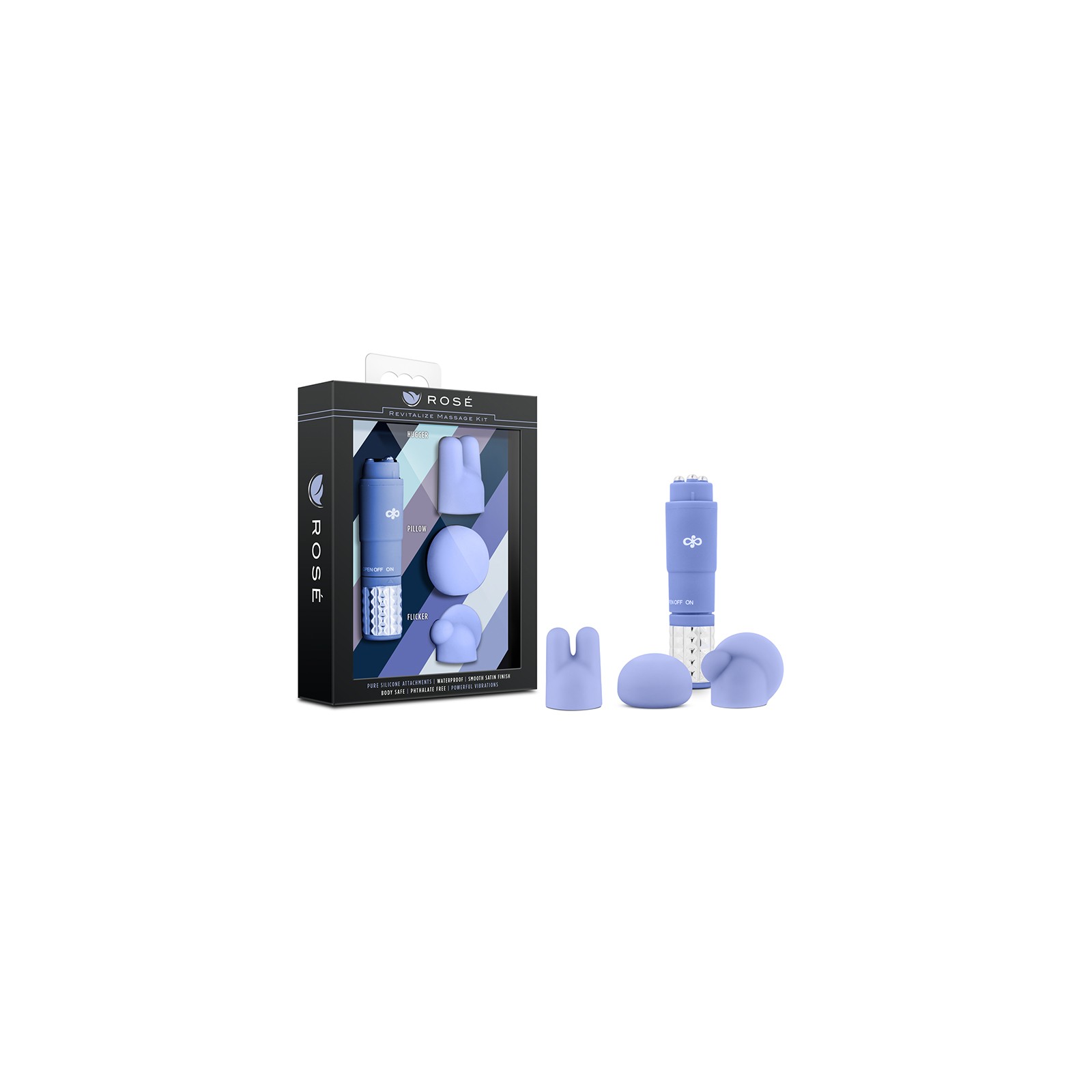 Rose Revitalize Massage Kit with Mini Vibrator and Silicone Attachments