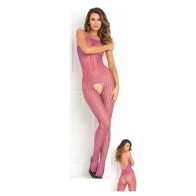 Rene Rofe Crochet Net Bodystocking Purple