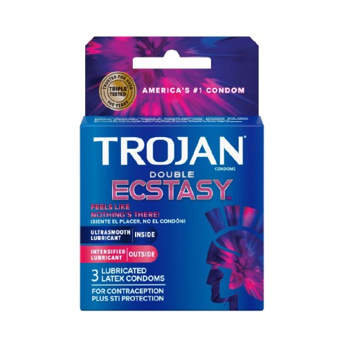 Condones de Látex Trojan Doble Éxtasis Paquete de 3