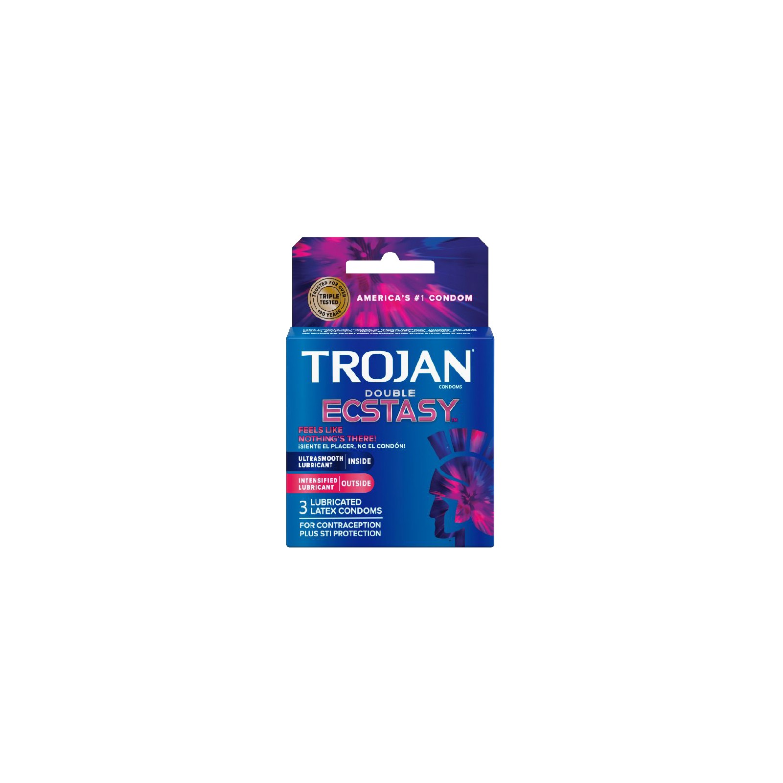 Trojan Double Ecstasy Latex Condoms Pack of 3