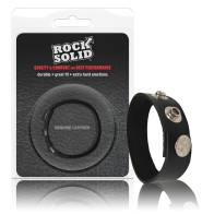 Anillo para el Pene de Cuero Ajustable Rock Solid Negro