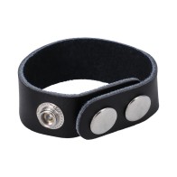 Rock Solid Adjustable Leather Cock Ring Black