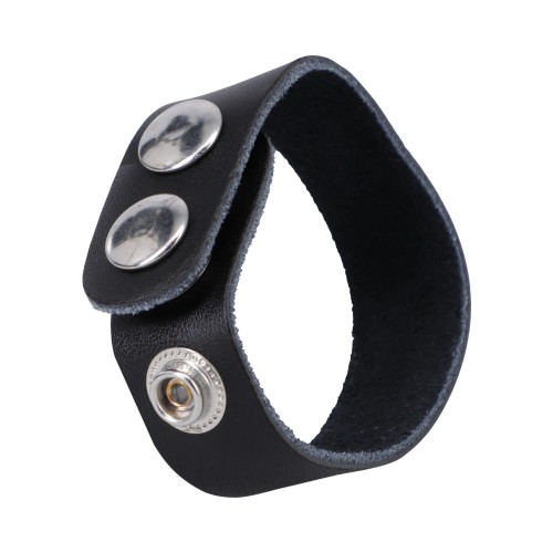 Anillo para el Pene de Cuero Ajustable Rock Solid Negro