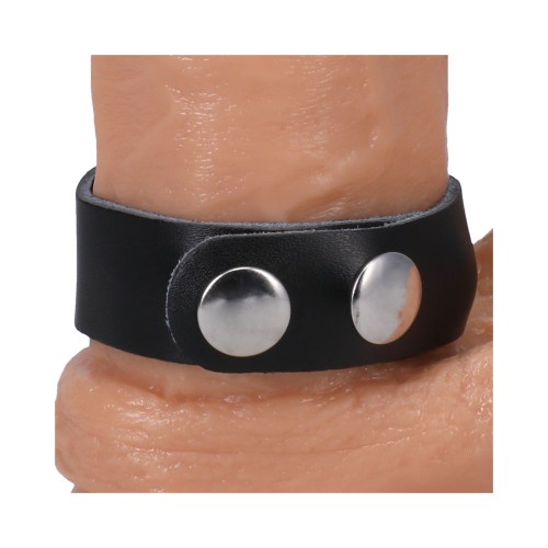 Anillo para el Pene de Cuero Ajustable Rock Solid Negro