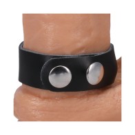 Anillo para el Pene de Cuero Ajustable Rock Solid Negro