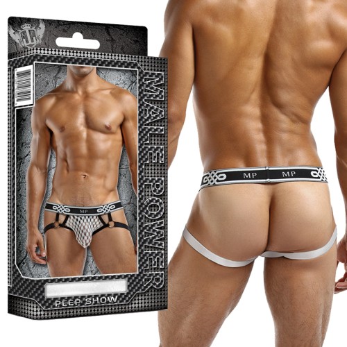 Male Power Peep Show Jock Ring Small/Medium White