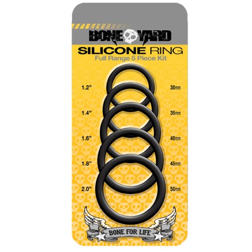 Boneyard Silicone Ring 5-Piece Set in Black