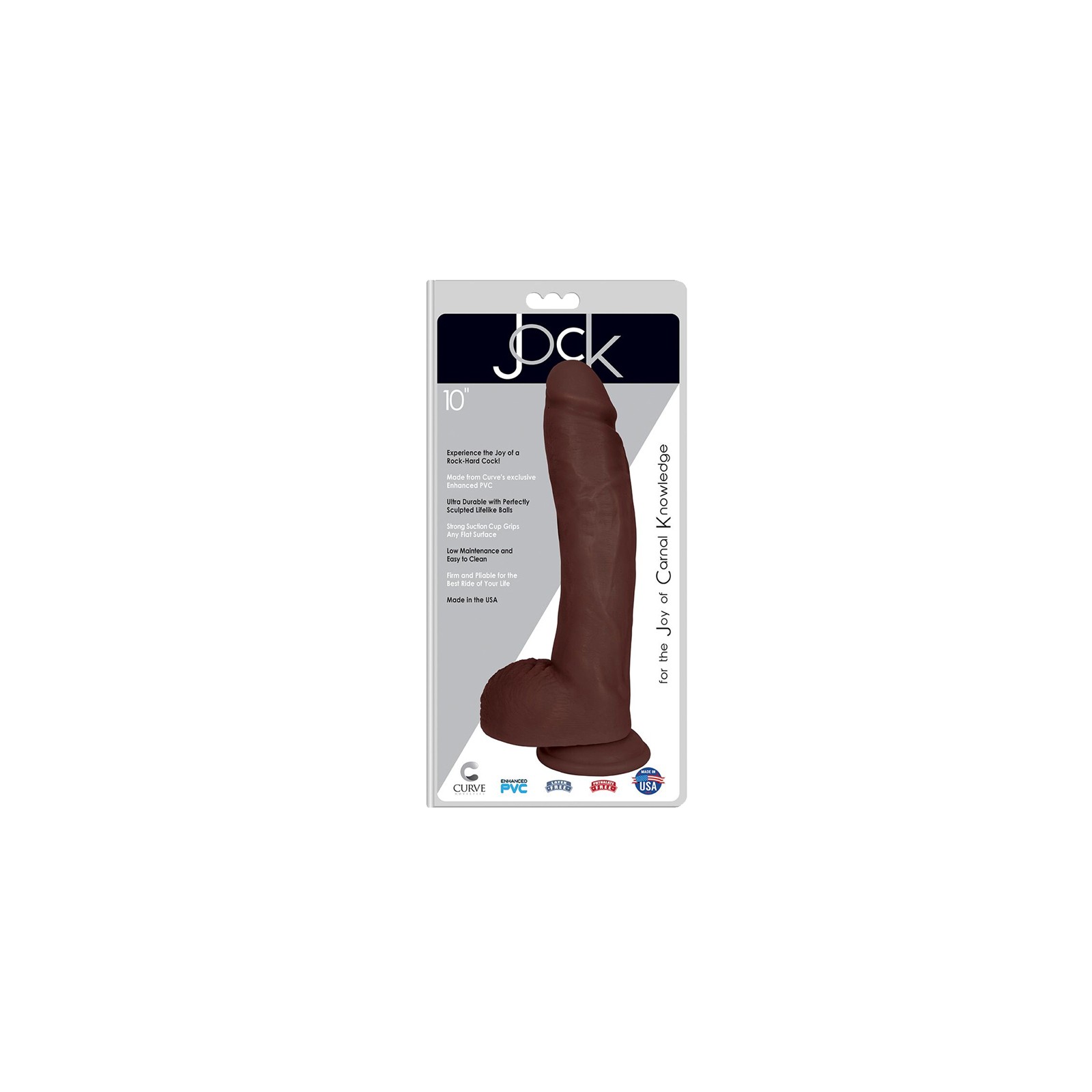 Curve Toys Jock 10 in Dildo with Suction Cup Brown