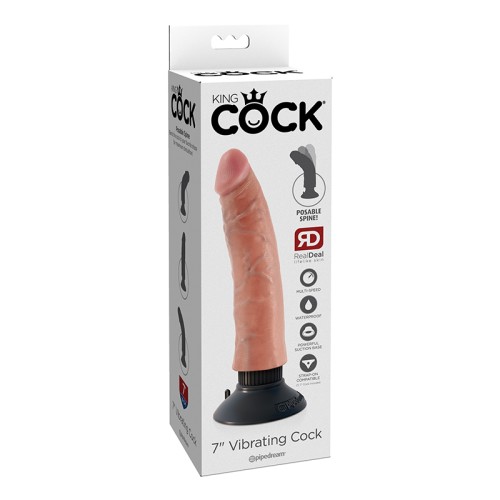 Pipedream King Cock Dildo Vibrador Poseable de 7 Pulgadas con Ventosa Beige