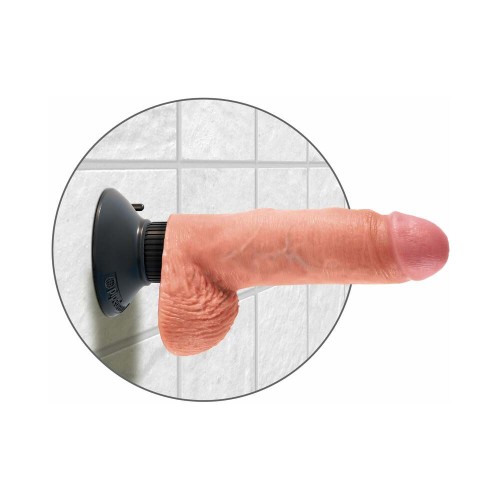 Dildo Vibrador de 7 in. King Cock con Testículos Beige