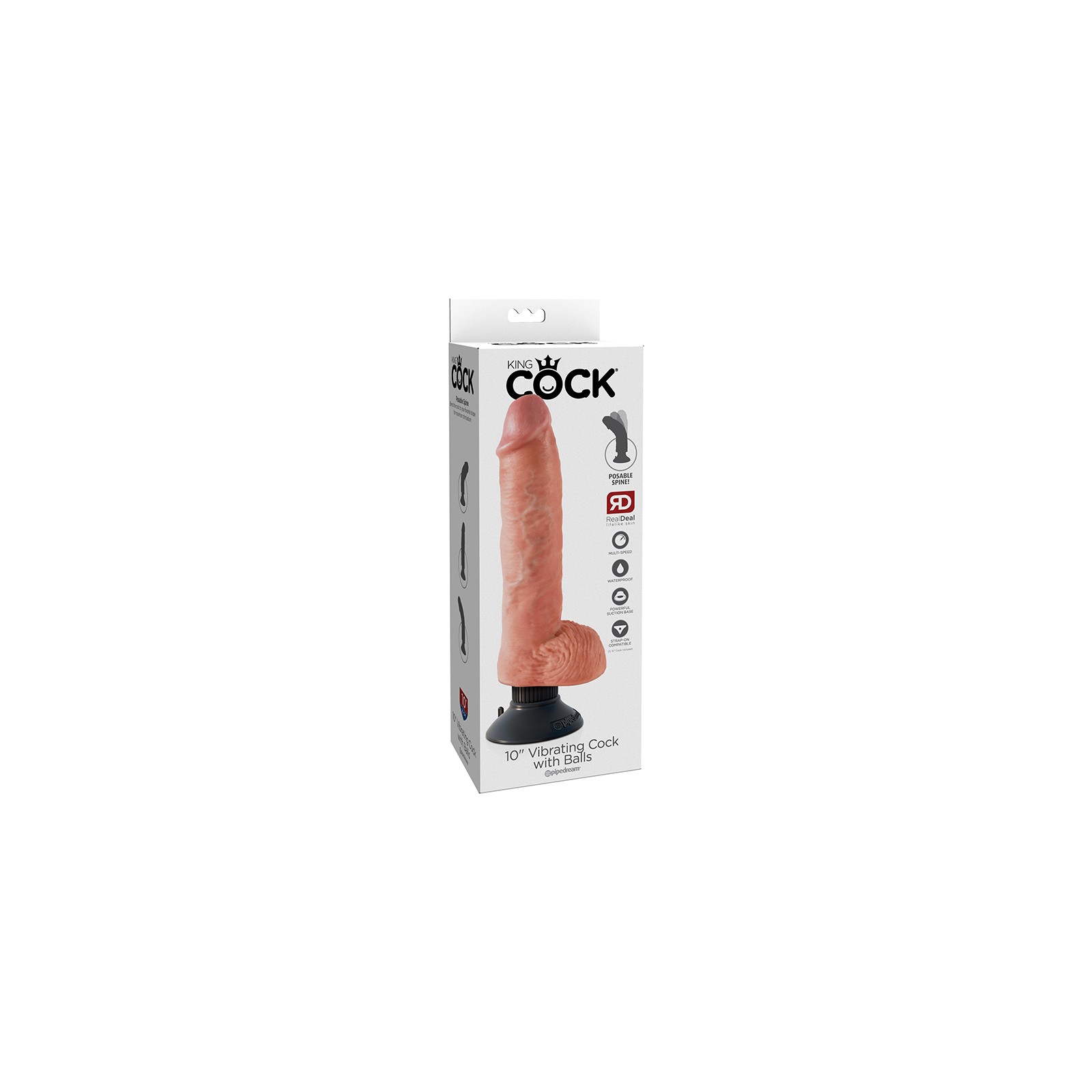 Pene Vibrante de 10 Pulgadas con Bolas Pipedream King Cock Beige