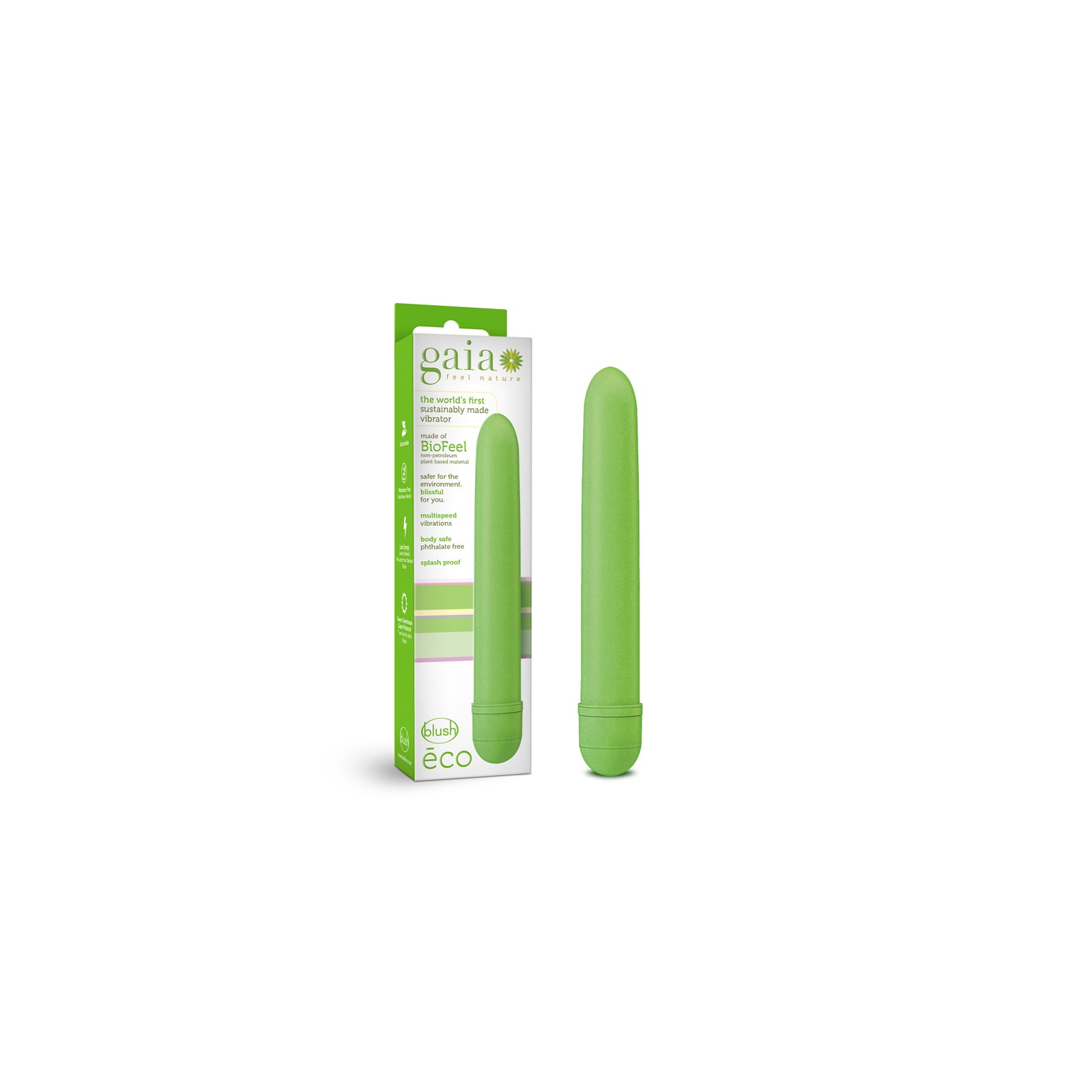 Gaia Eco Slimline Vibrator in Green