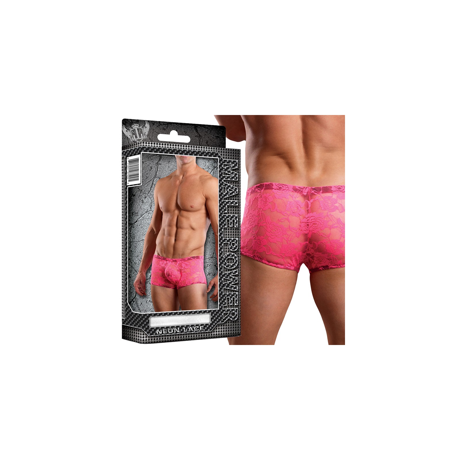 Male Power Mini Short Neon Lace Hot Pink