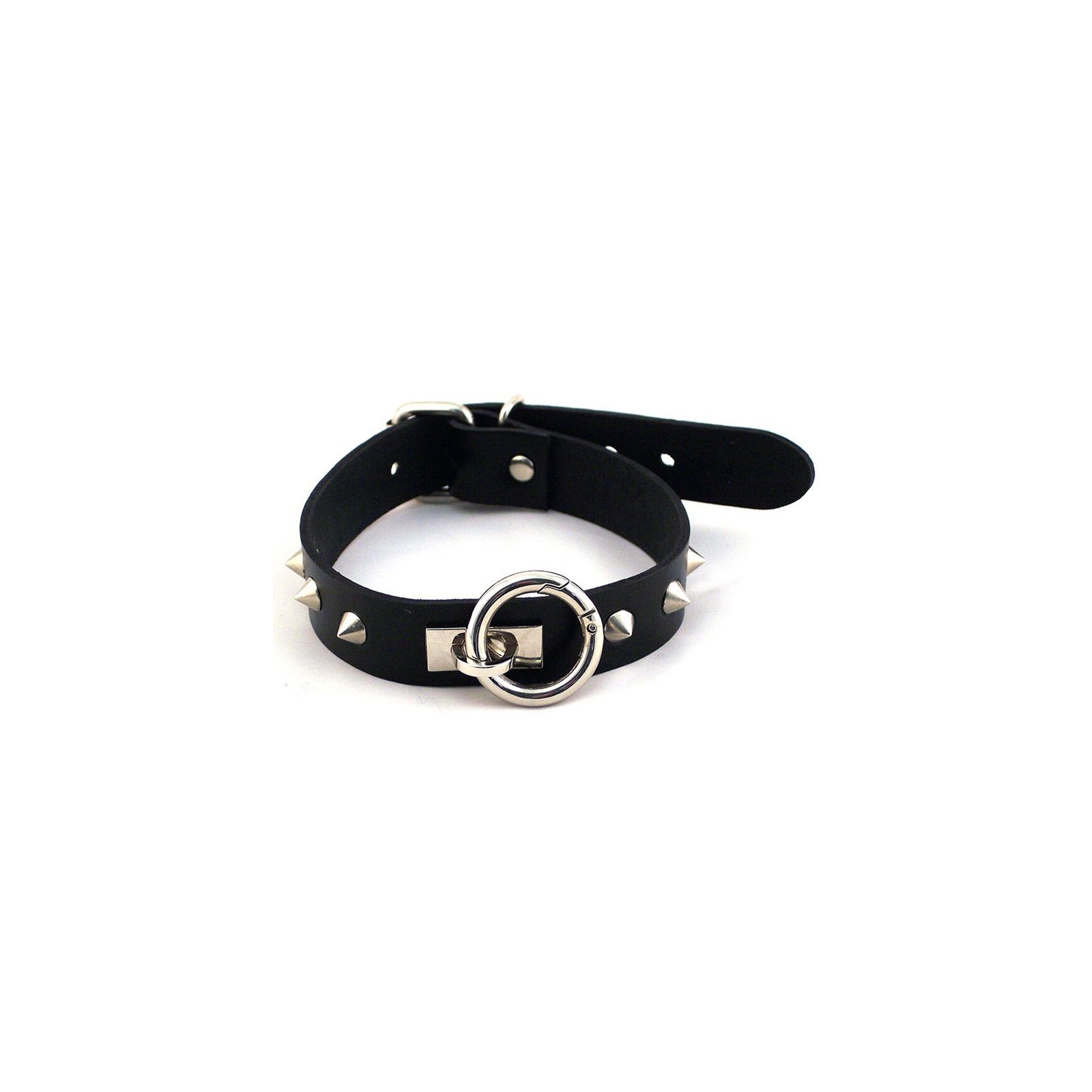 Collar de Cuero Studded Rouge O-Ring Negro