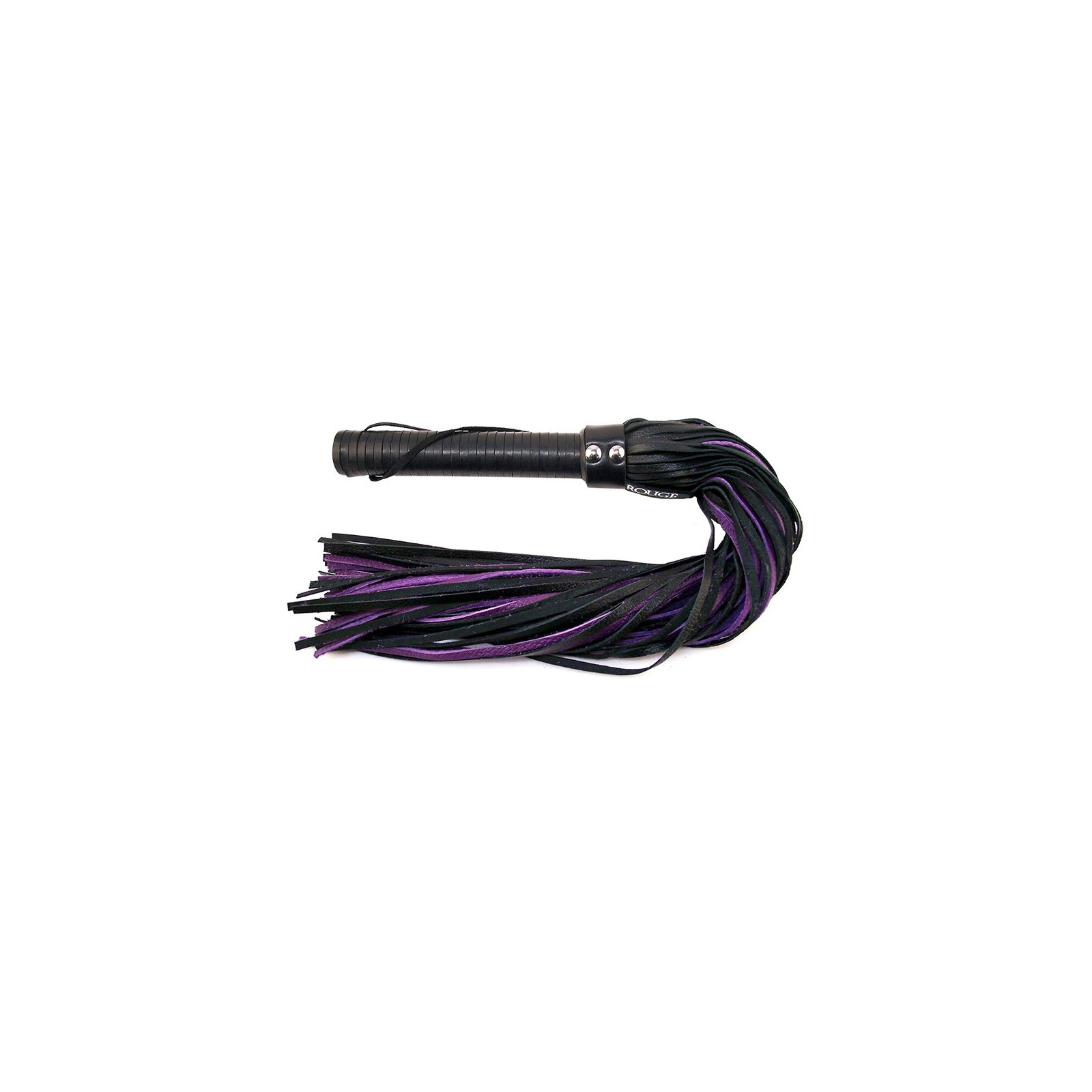 Rouge Leather Flogger with Handle Black/Purple